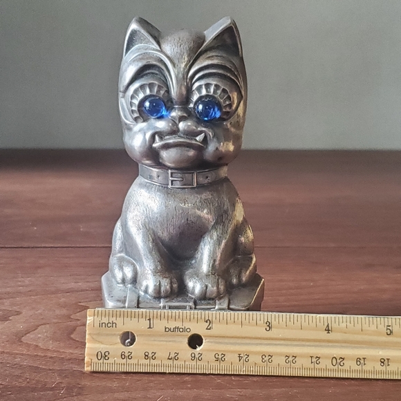 Vintage 1920s Metal Bulldog Dog Coin Bank Silver Plate Denmark - Picture 9 of 9